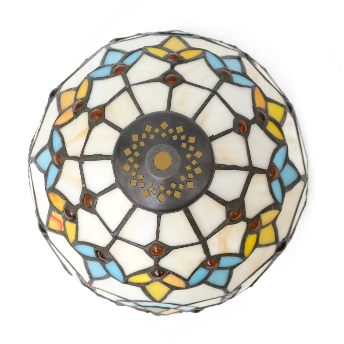 Tiffany Lampshade in Multicolored Floral Stained Glass