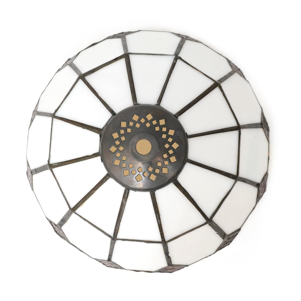 White and Yellow Geometric Tinted Glass Lampshade