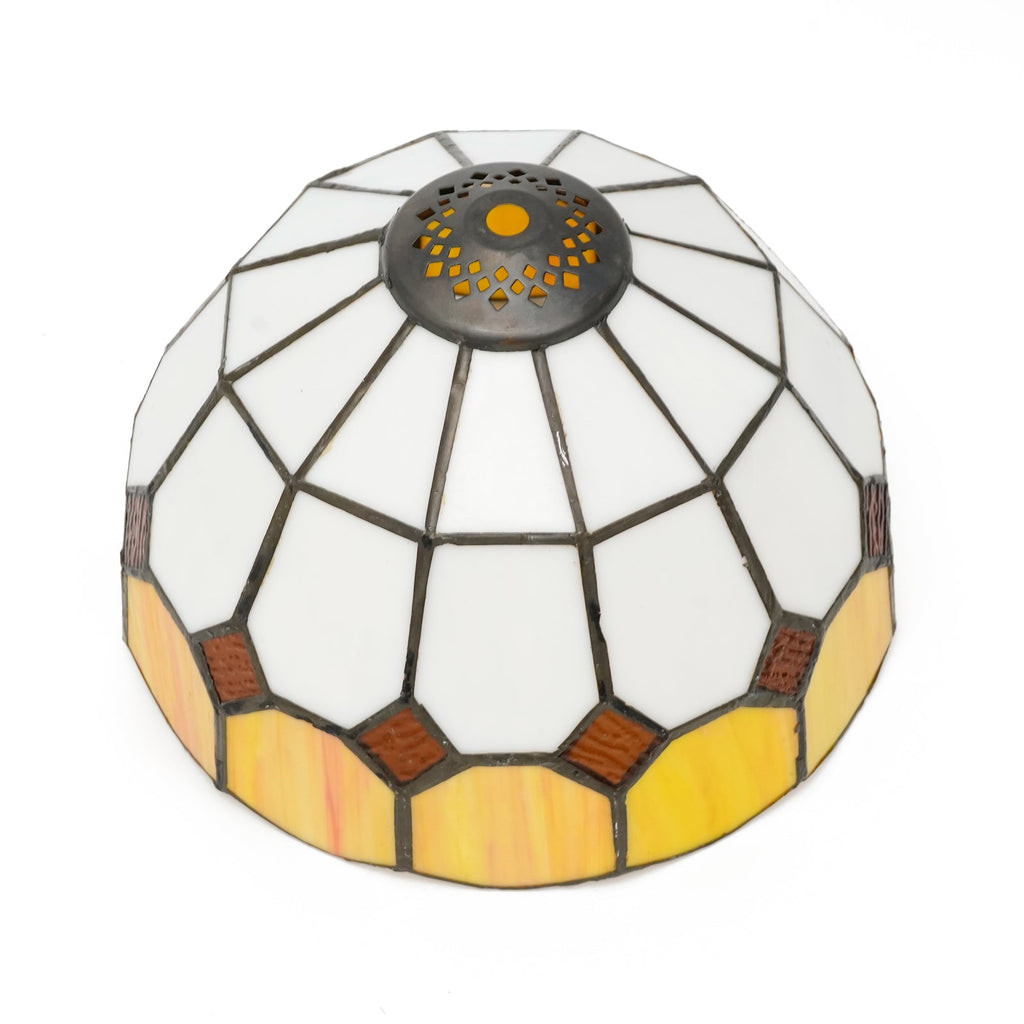 White and Yellow Geometric Tinted Glass Lampshade