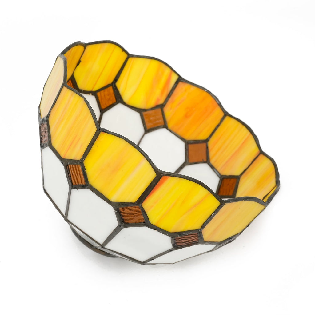 White and Yellow Geometric Tinted Glass Lampshade