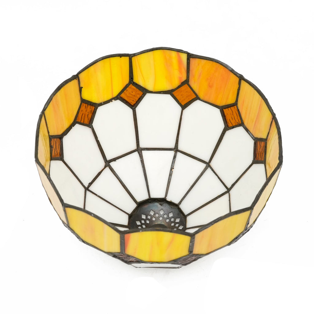 White and Yellow Geometric Tinted Glass Lampshade