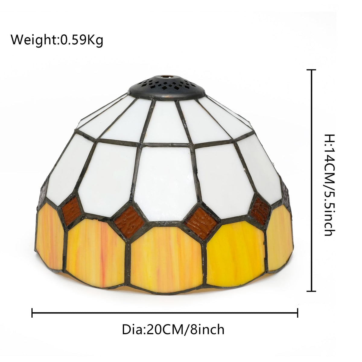 White and Yellow Geometric Tinted Glass Lampshade