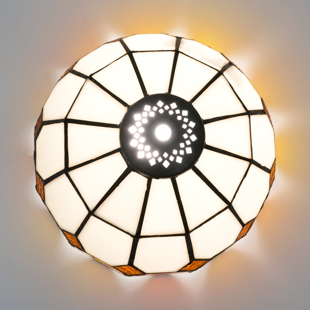 White and Yellow Geometric Tinted Glass Lampshade