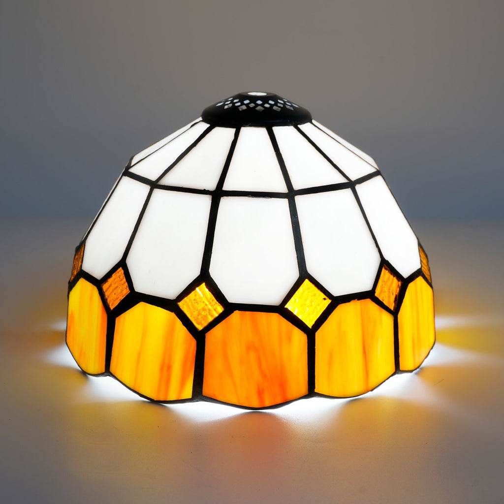 White and Yellow Geometric Tinted Glass Lampshade