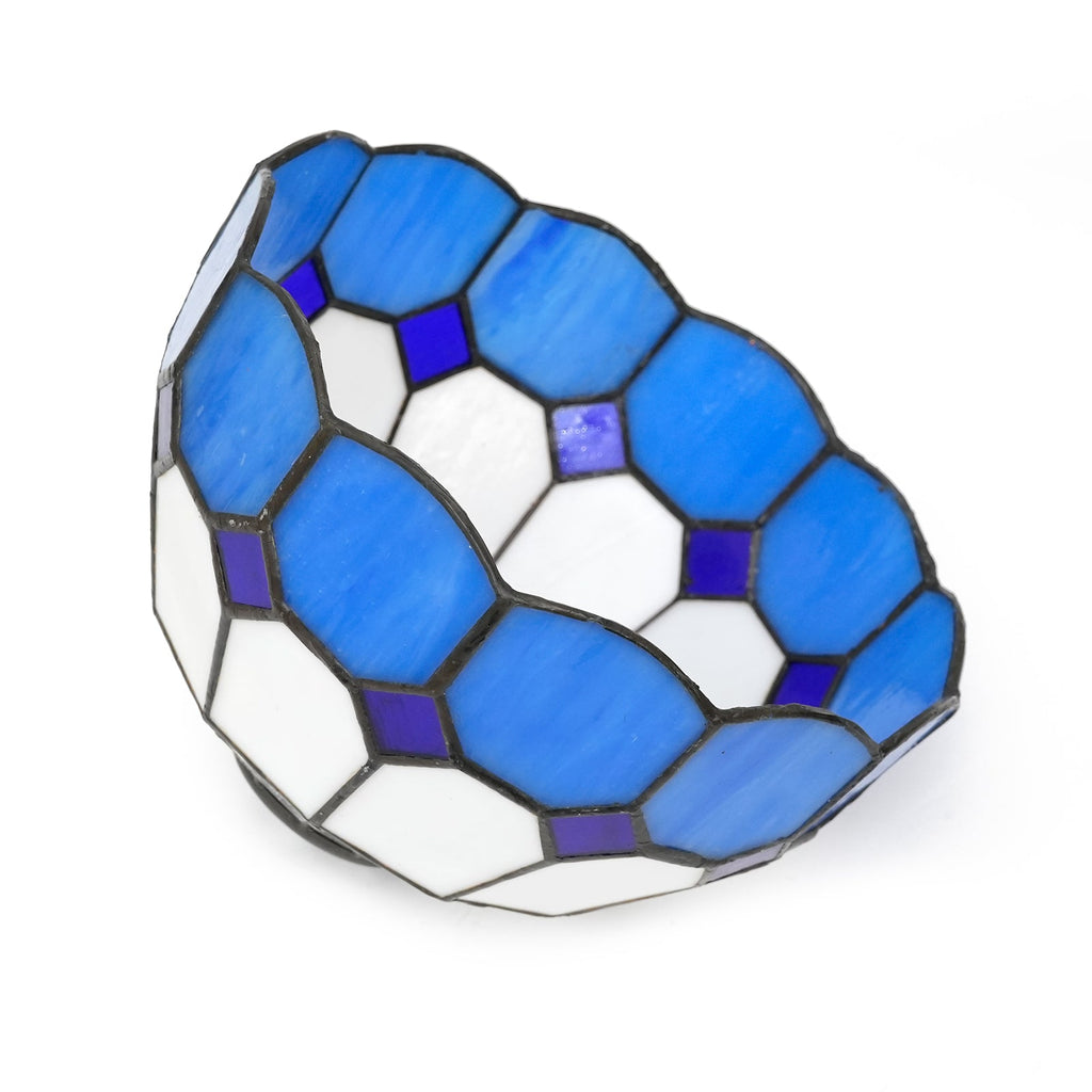 White and Blue Geometric Tinted Glass Lampshade