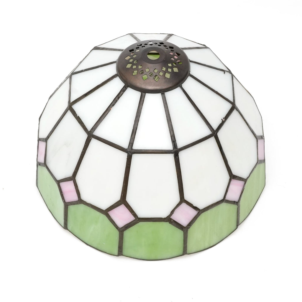 White, Green and Pink Tiffany Tinted Glass Lampshade