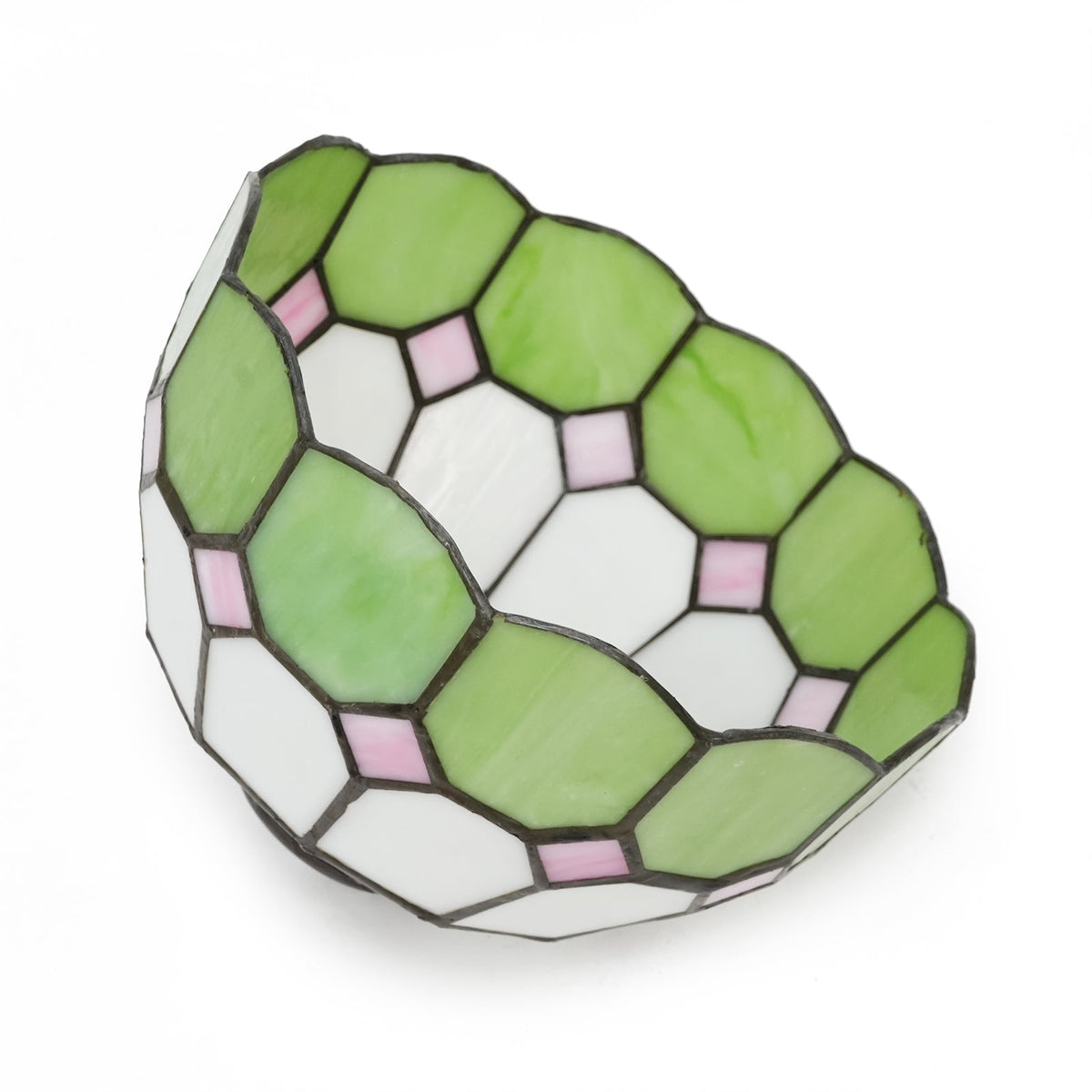 White, Green and Pink Tiffany Tinted Glass Lampshade