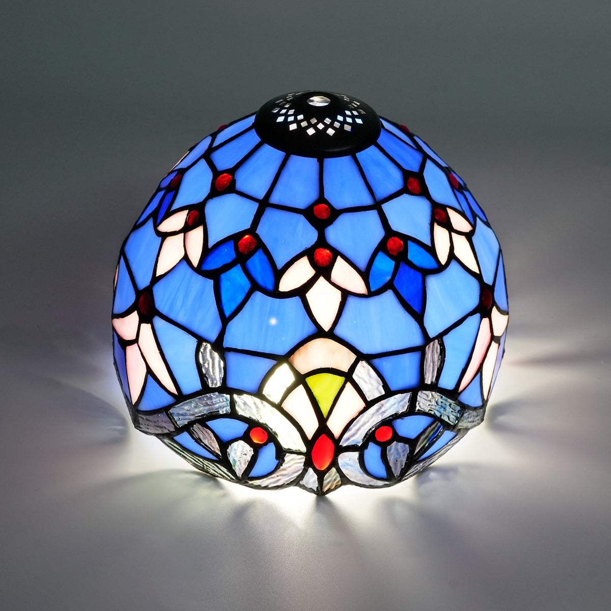 Blue and Pink Tiffany Style Tinted Glass Lampshade