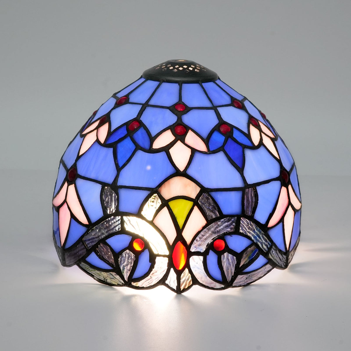 Blue and Pink Tiffany Style Tinted Glass Lampshade