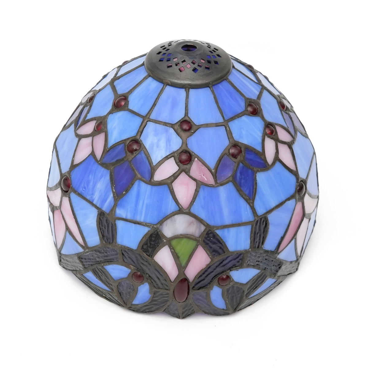 Blue and Pink Tiffany Style Tinted Glass Lampshade