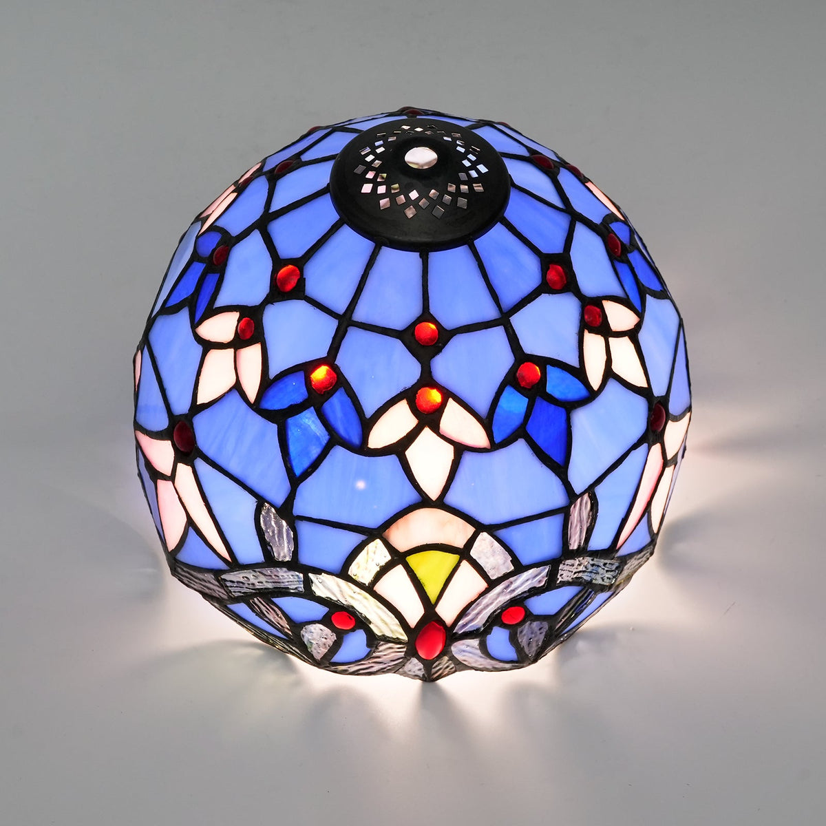 Blue and Pink Tiffany Style Tinted Glass Lampshade