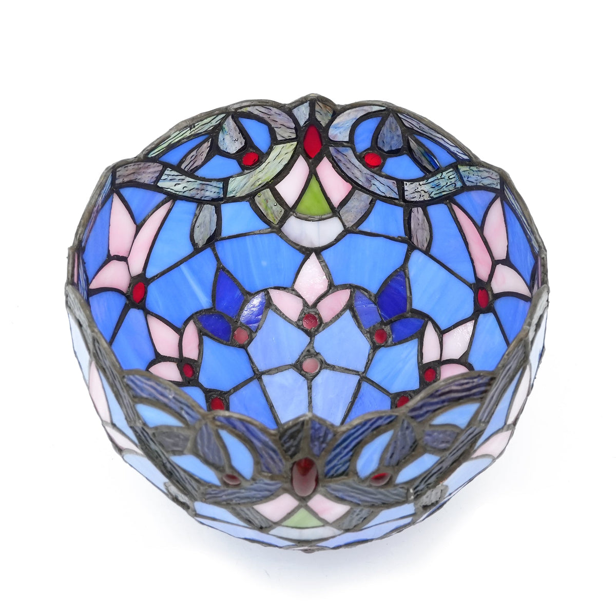 Blue and Pink Tiffany Style Tinted Glass Lampshade