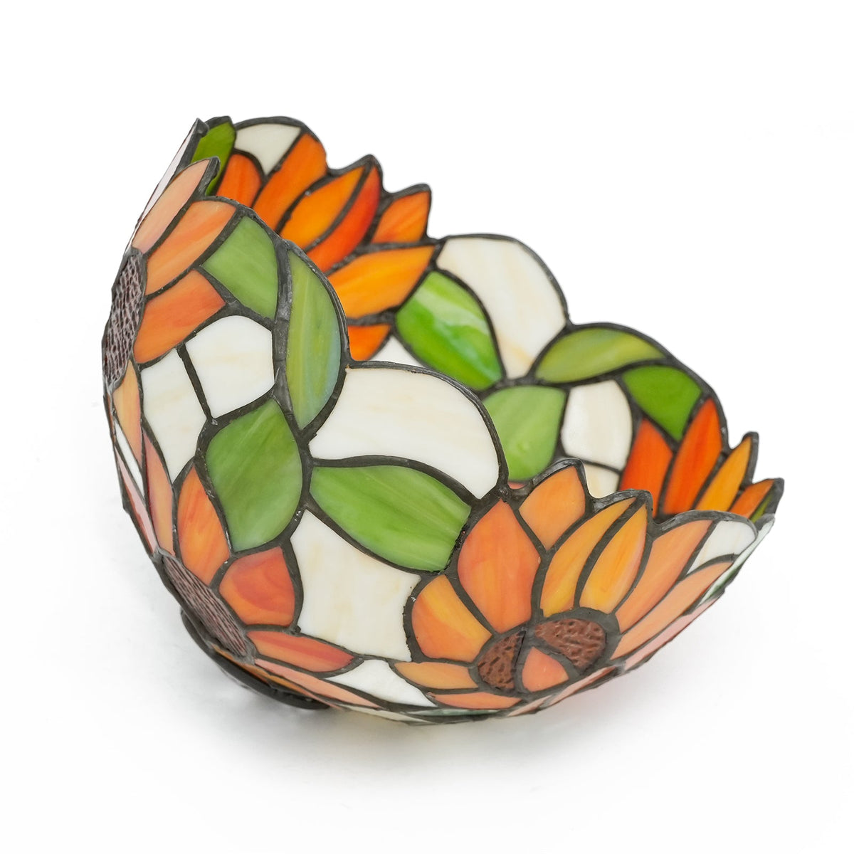 Tiffany-style lampshade in tinted sunflower glass