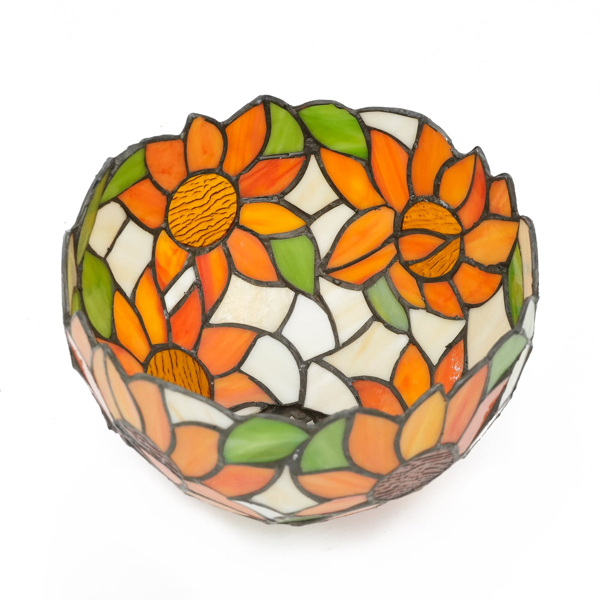 Tiffany-style lampshade in tinted sunflower glass