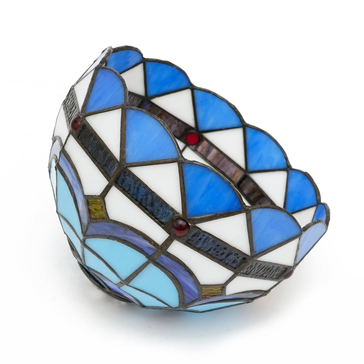 Blue and White Tiffany Style Stained Glass Lampshade