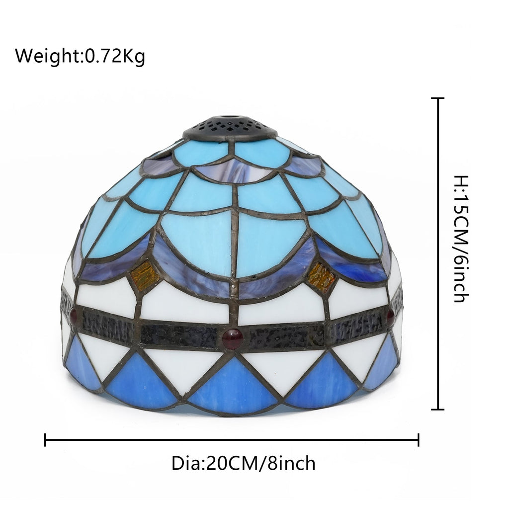 Blue and White Tiffany Style Stained Glass Lampshade