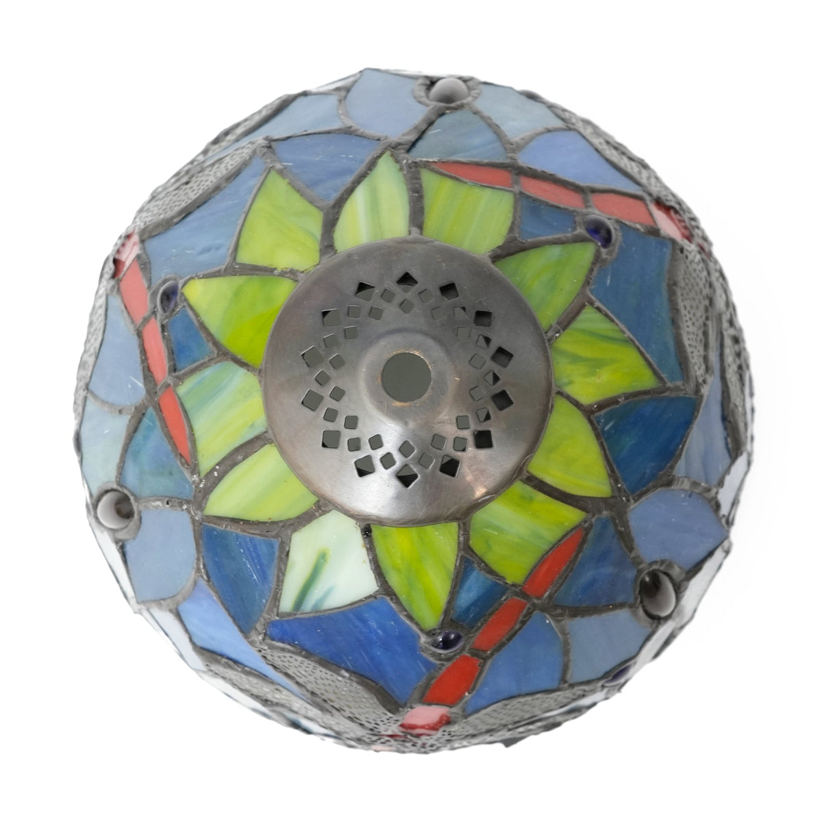 Tiffany Glass Lampshade with Dragonfly and Water Lilies