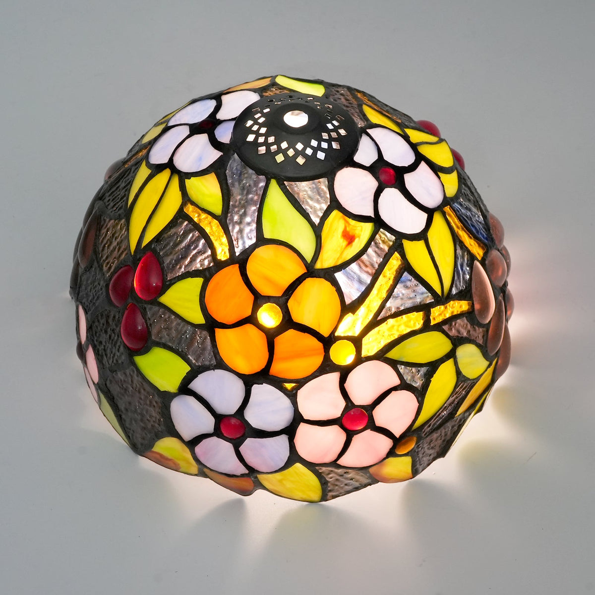 Multicolor Floral Tiffany Style Stained Glass Lampshade