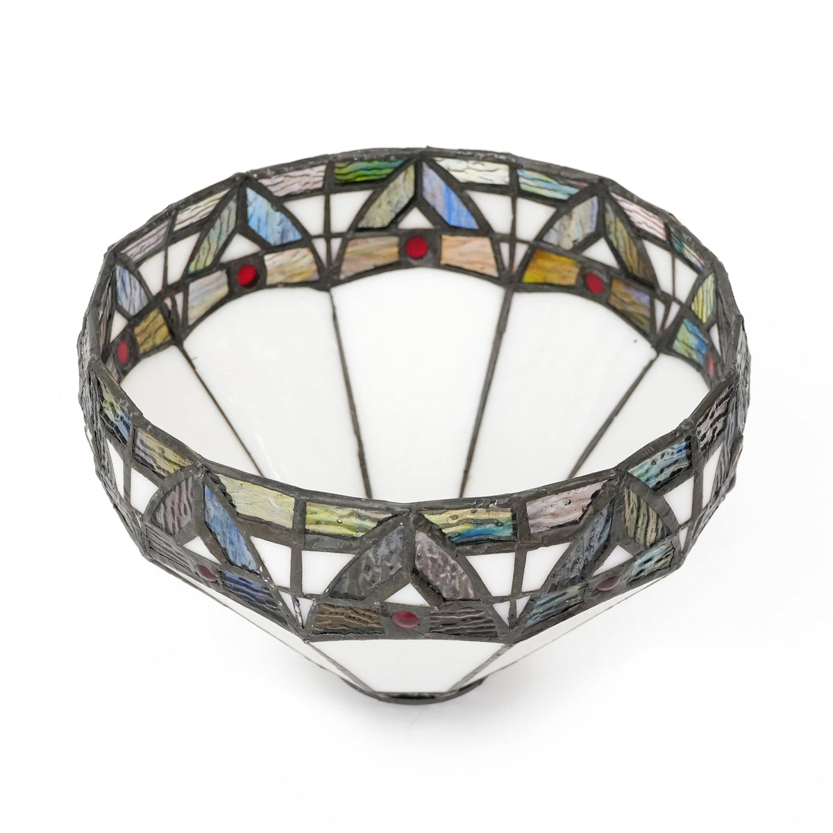 White Tiffany Style Lampshade and Colorful Mosaic