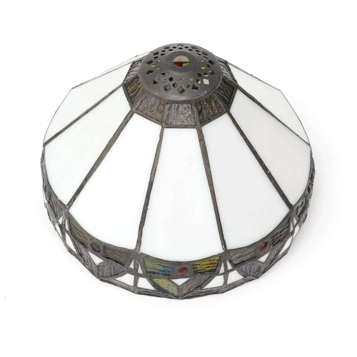 White Tiffany Style Lampshade and Colorful Mosaic