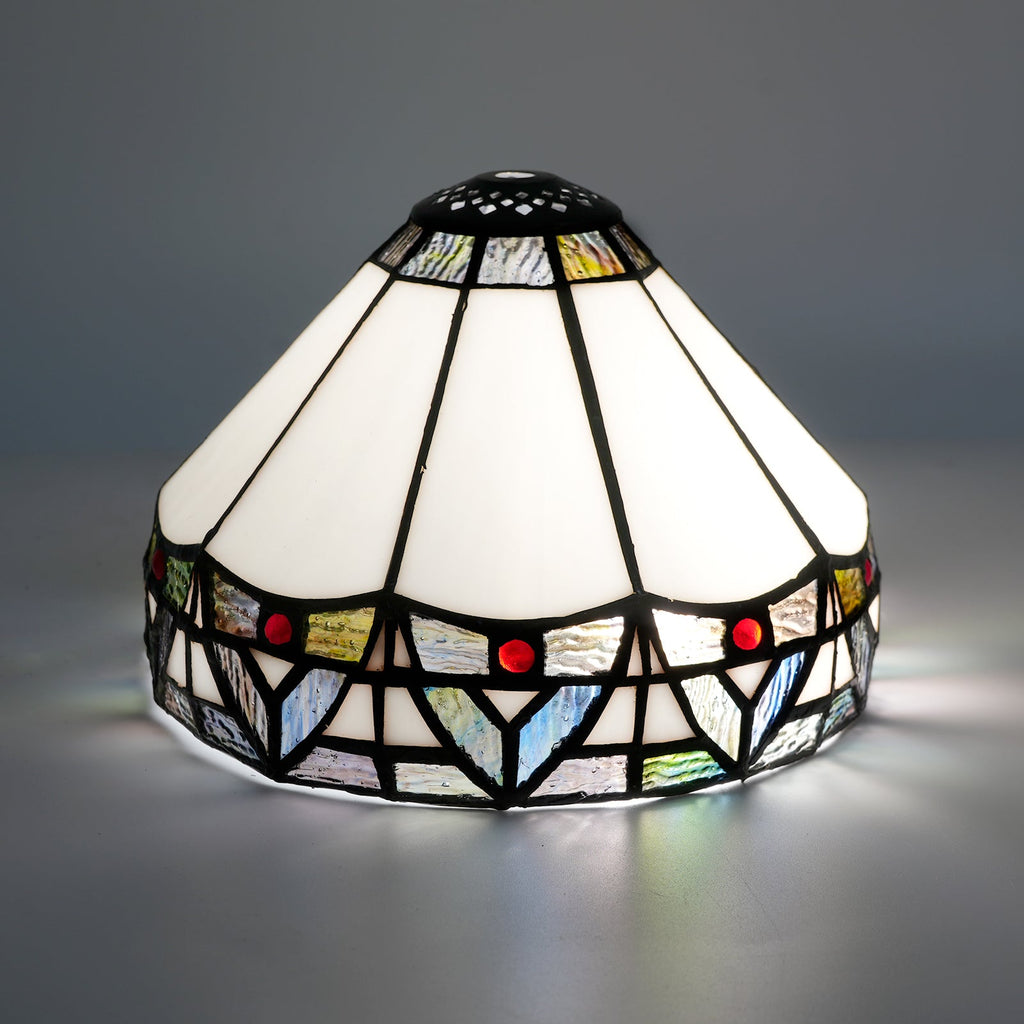 White Tiffany Style Lampshade and Colorful Mosaic