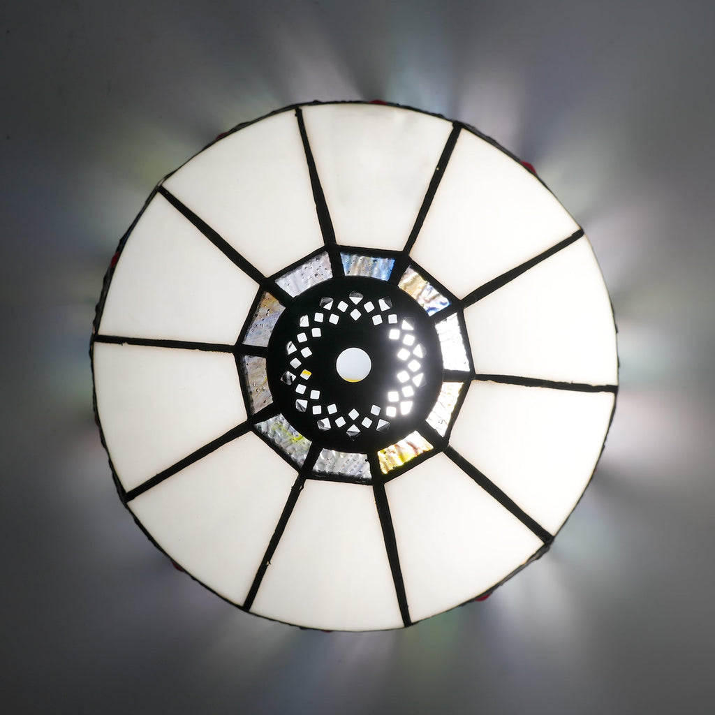 White Tiffany Style Lampshade and Colorful Mosaic