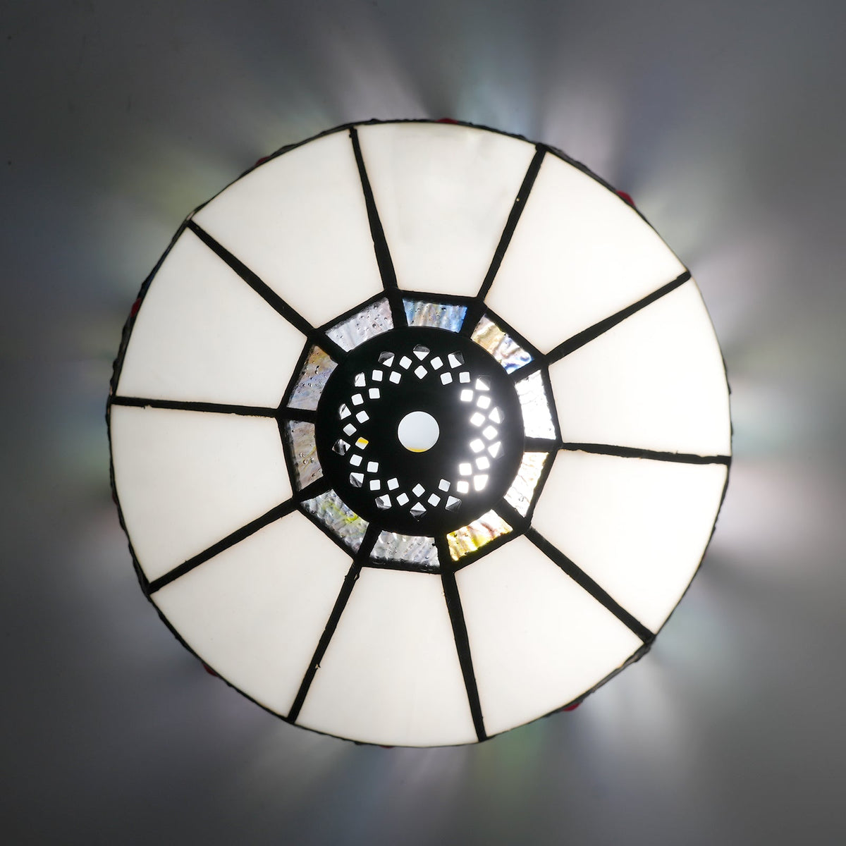 White Tiffany Style Lampshade and Colorful Mosaic