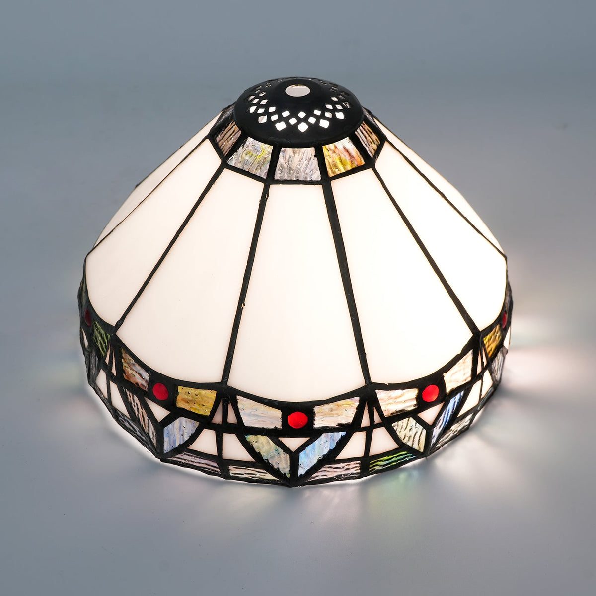 White Tiffany Style Lampshade and Colorful Mosaic