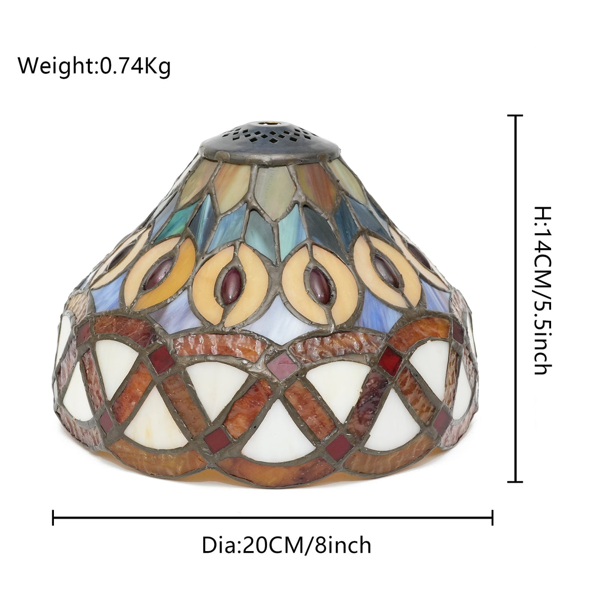 Tiffany-style stained glass lampshade with fruit motif