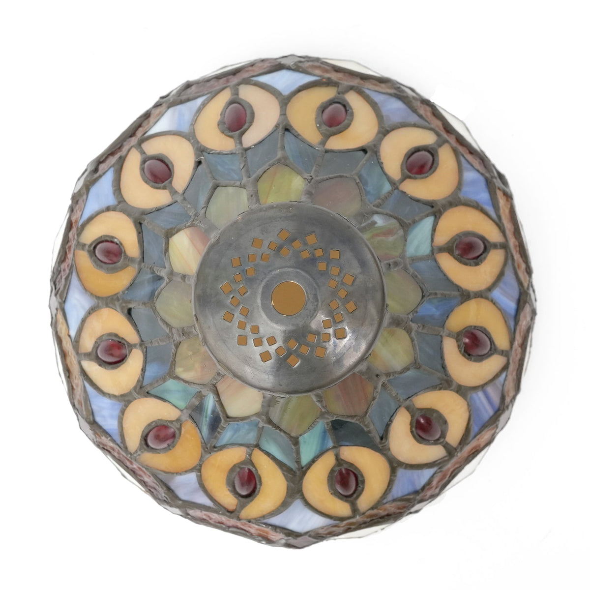 Tiffany-style stained glass lampshade with fruit motif