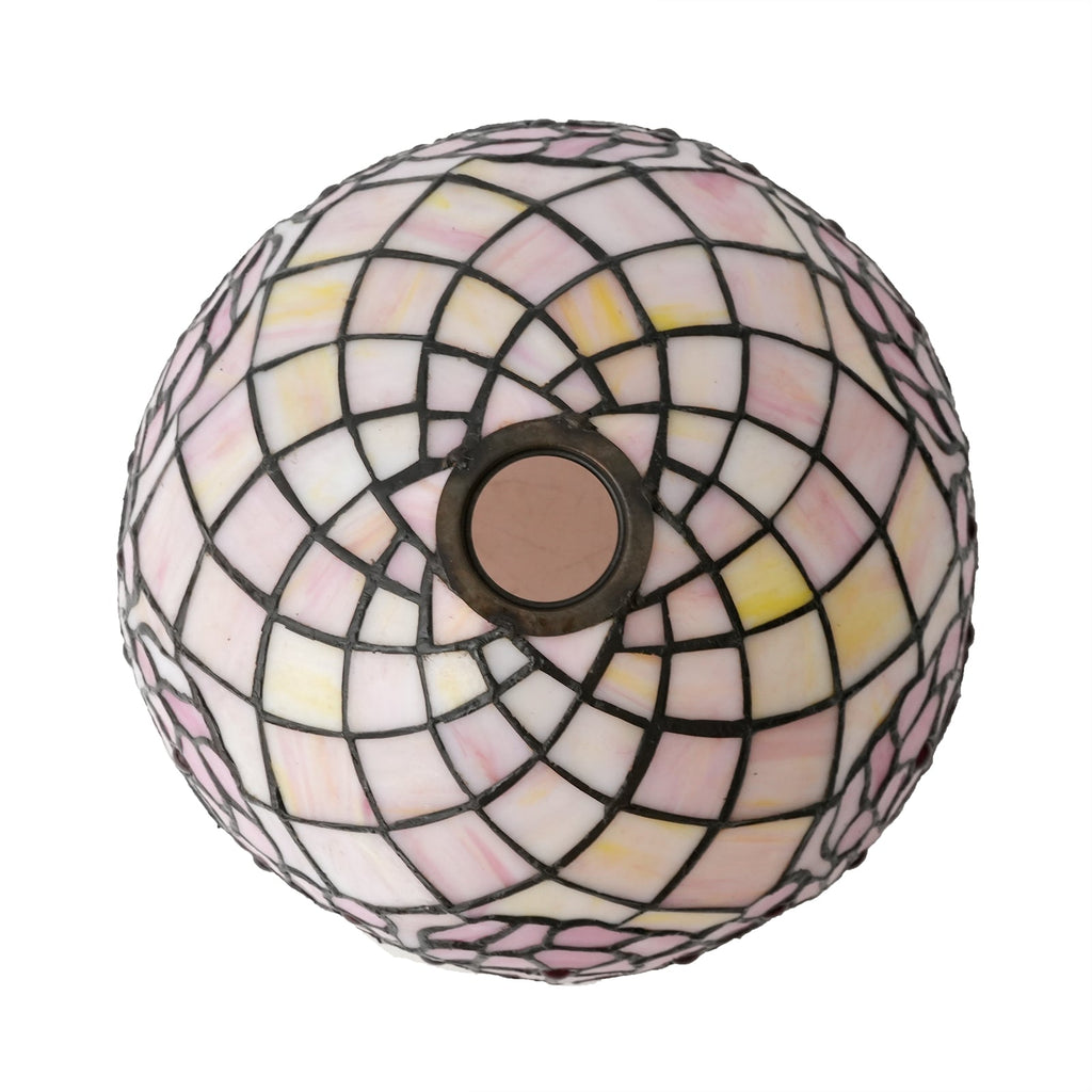 Pale Pink Tiffany Lampshade with Red Beads