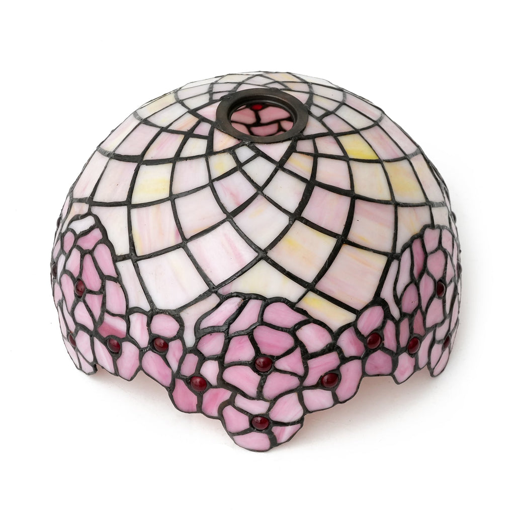 Pale Pink Tiffany Lampshade with Red Beads