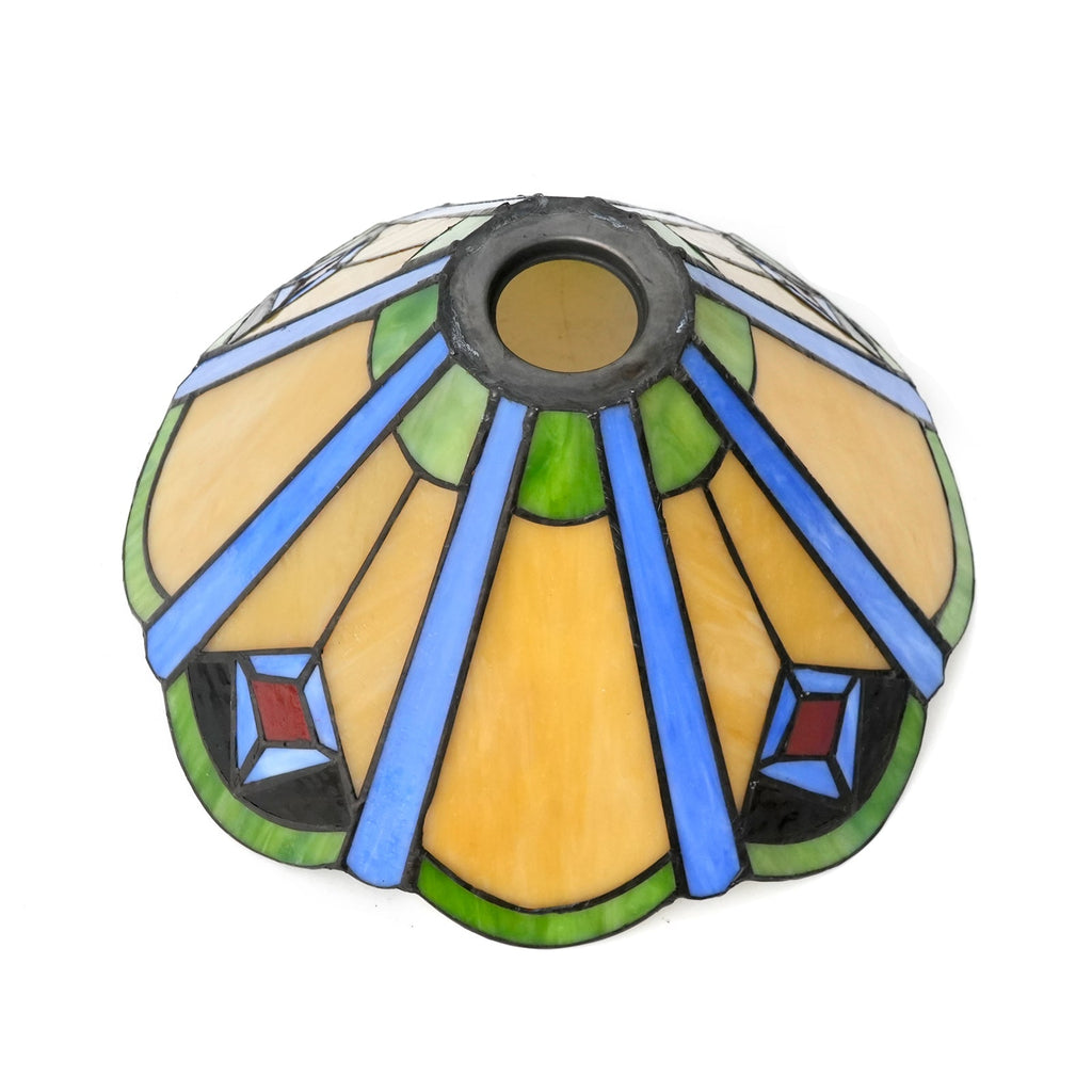 Tiffany-style lampshade in amber and blue tinted glass