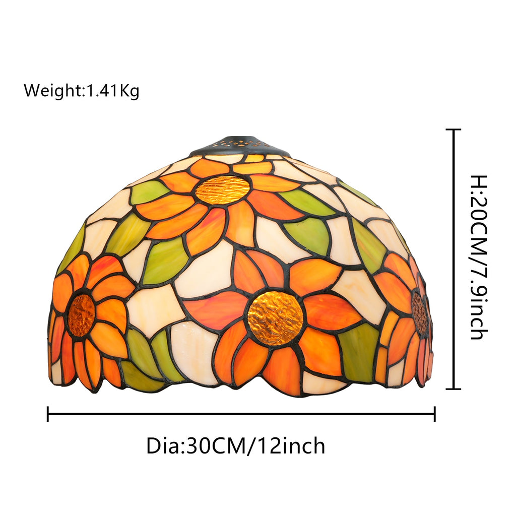 Tiffany-style tinted glass lampshade with sunflower design
