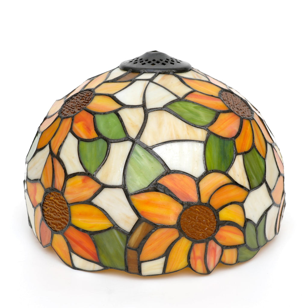 Tiffany-style tinted glass lampshade with sunflower design