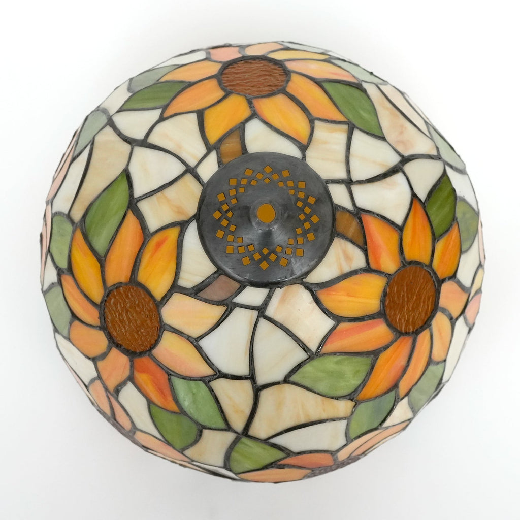 Tiffany-style tinted glass lampshade with sunflower design