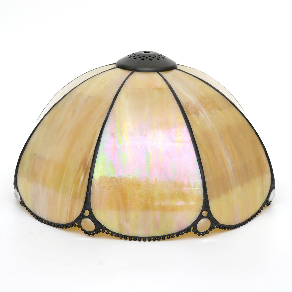 Tiffany-Style Amber Glass Pendant Light with Beads