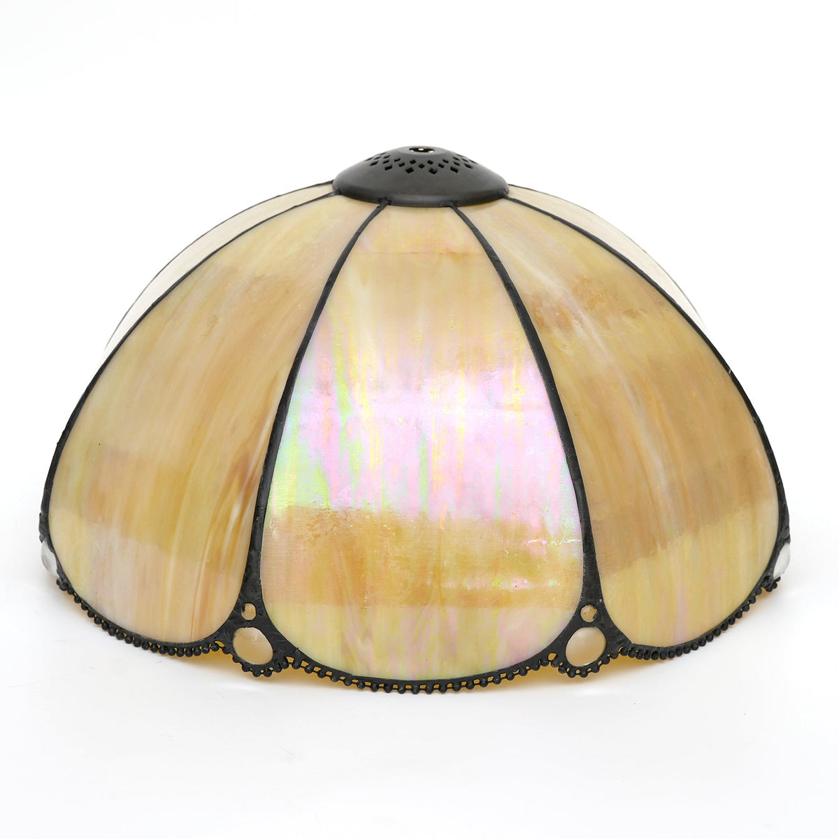Tiffany-Style Amber Glass Pendant Light with Beads
