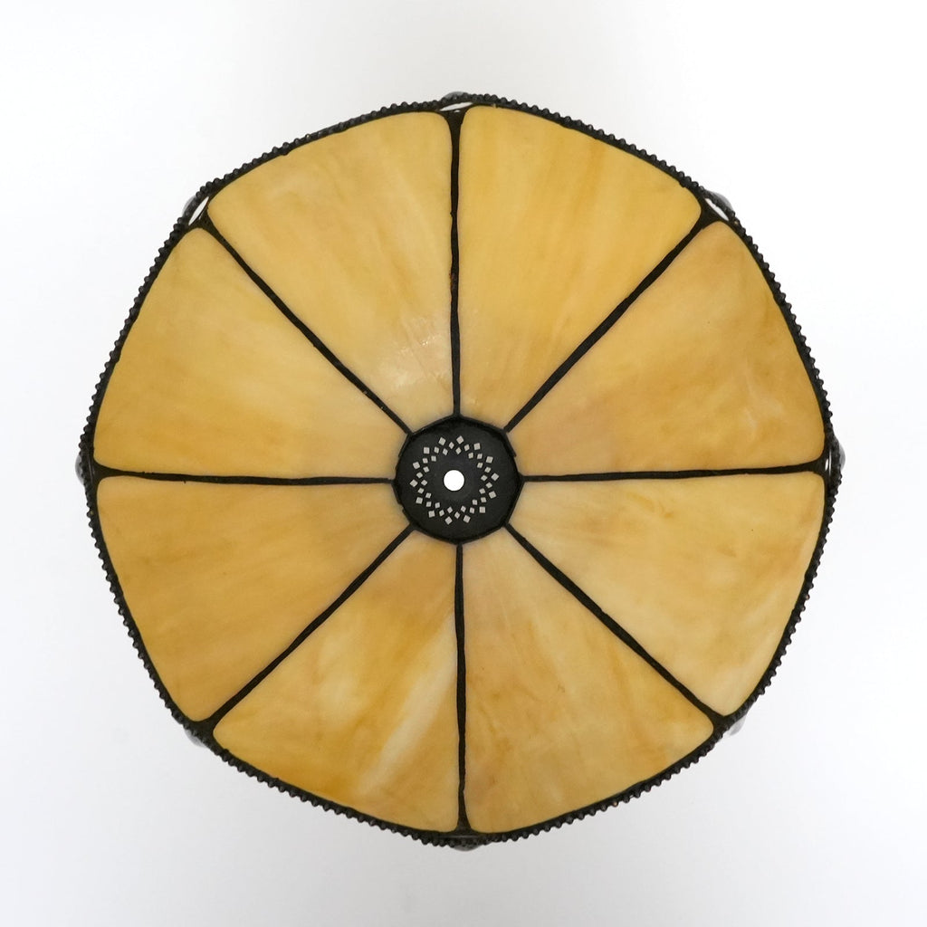 Tiffany-Style Amber Glass Pendant Light with Beads