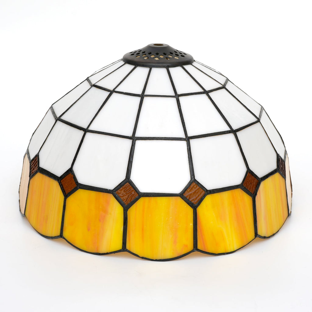 Amber and White Tiffany Glass Lampshade