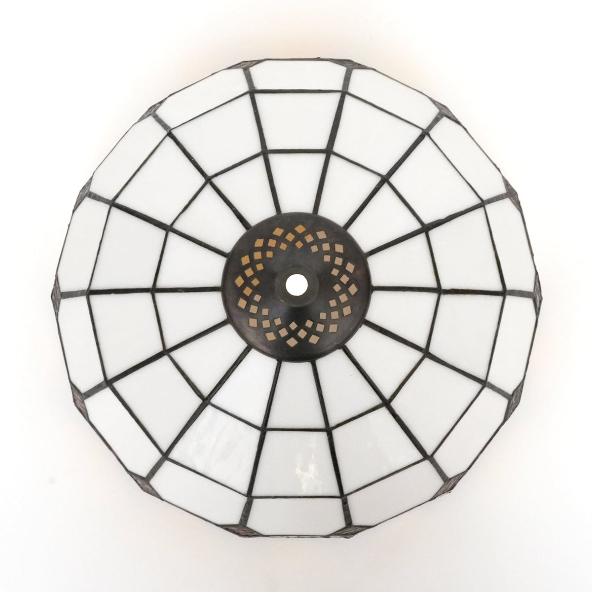 Amber and White Tiffany Glass Lampshade