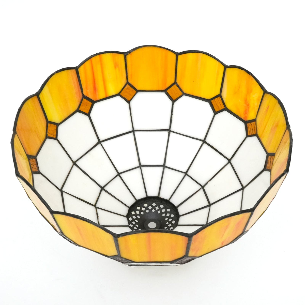 Amber and White Tiffany Glass Lampshade
