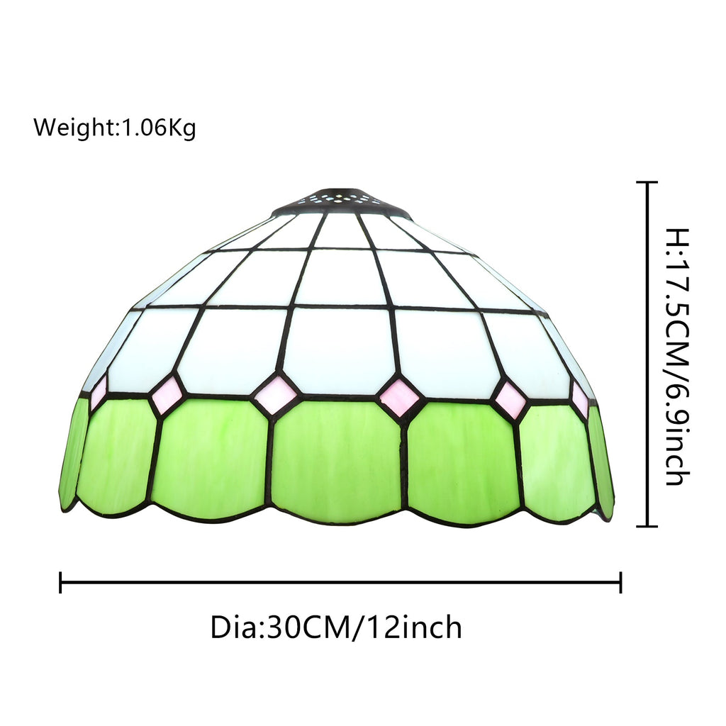 Green and Pink Tiffany Style Tinted Glass Lampshade
