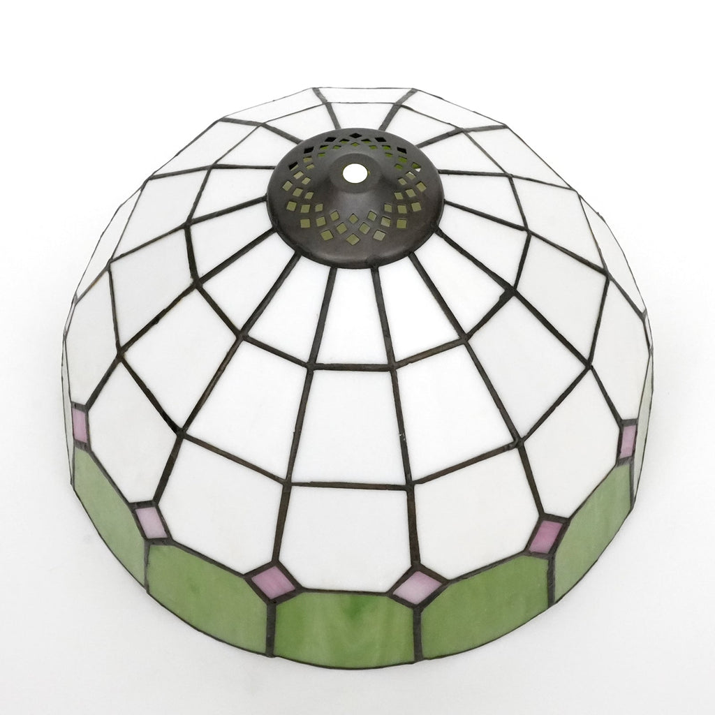Green and Pink Tiffany Style Tinted Glass Lampshade