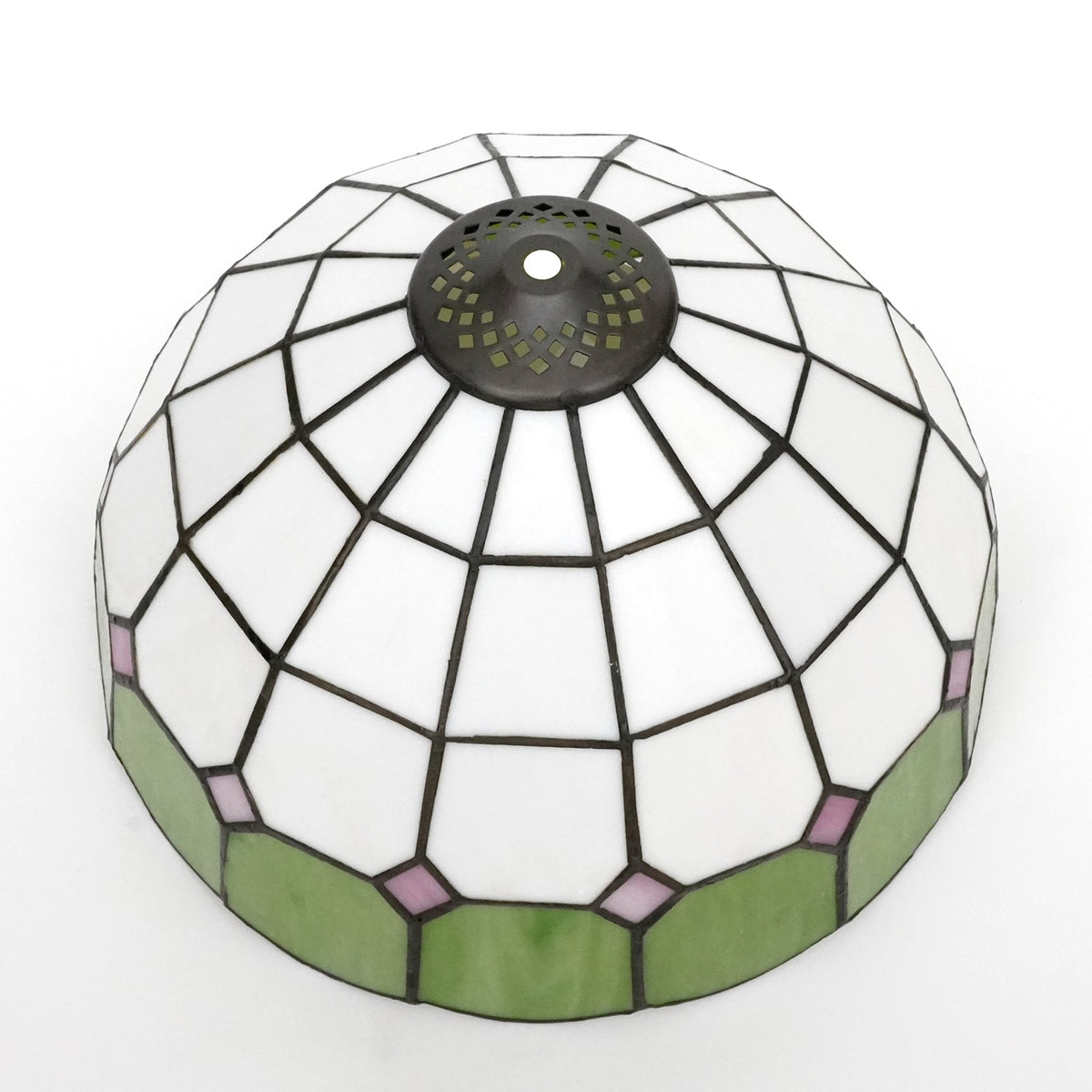 Green and Pink Tiffany Style Tinted Glass Lampshade