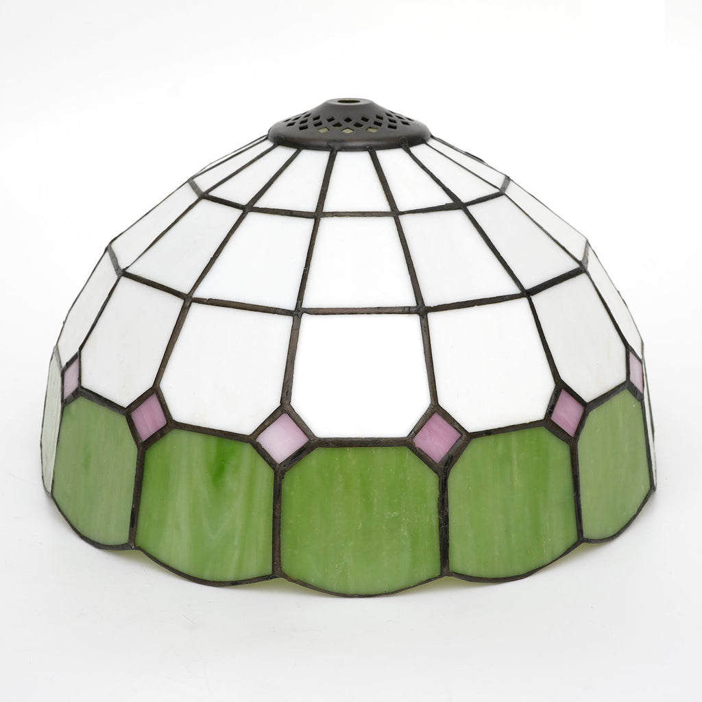 Green and Pink Tiffany Style Tinted Glass Lampshade