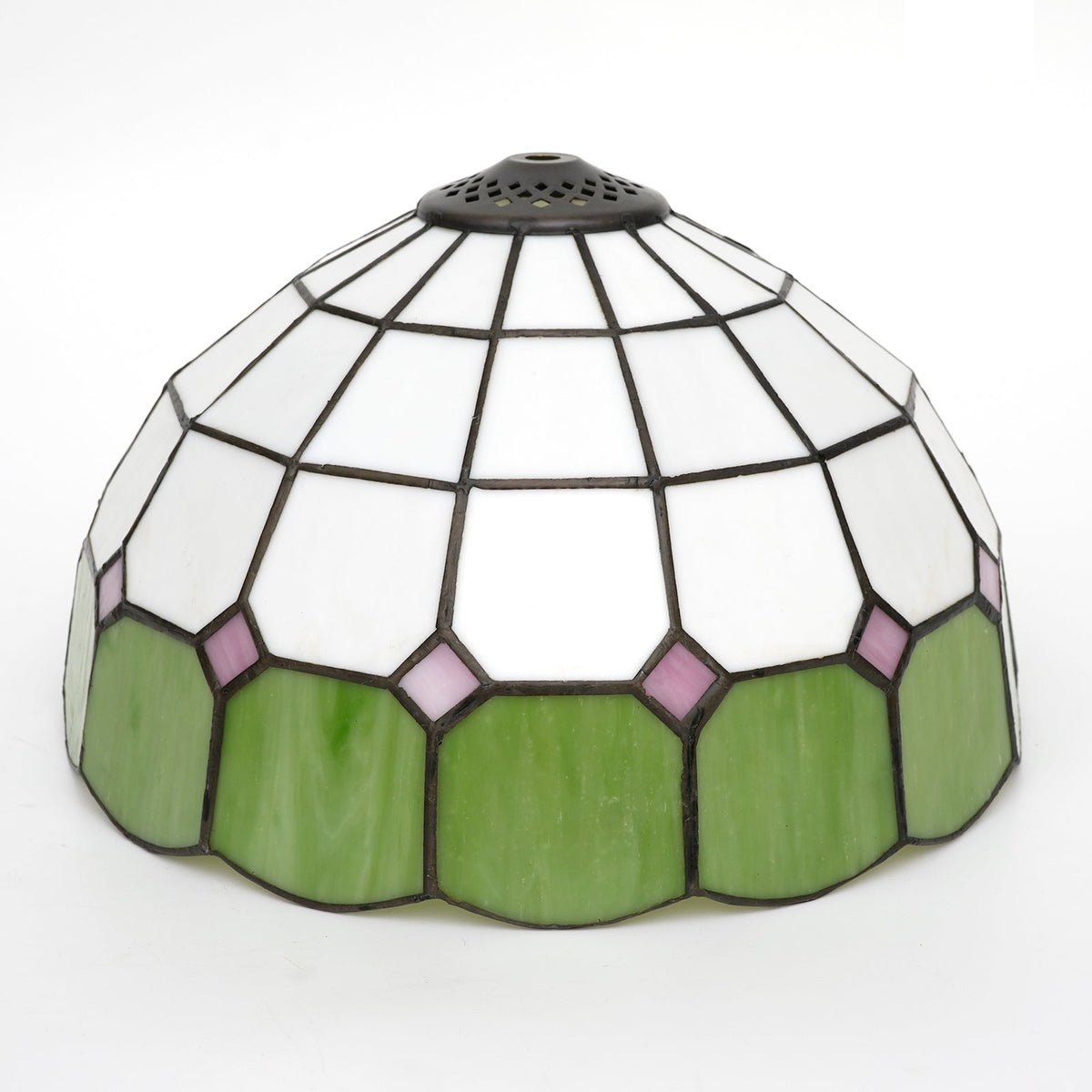 Green and Pink Tiffany Style Tinted Glass Lampshade