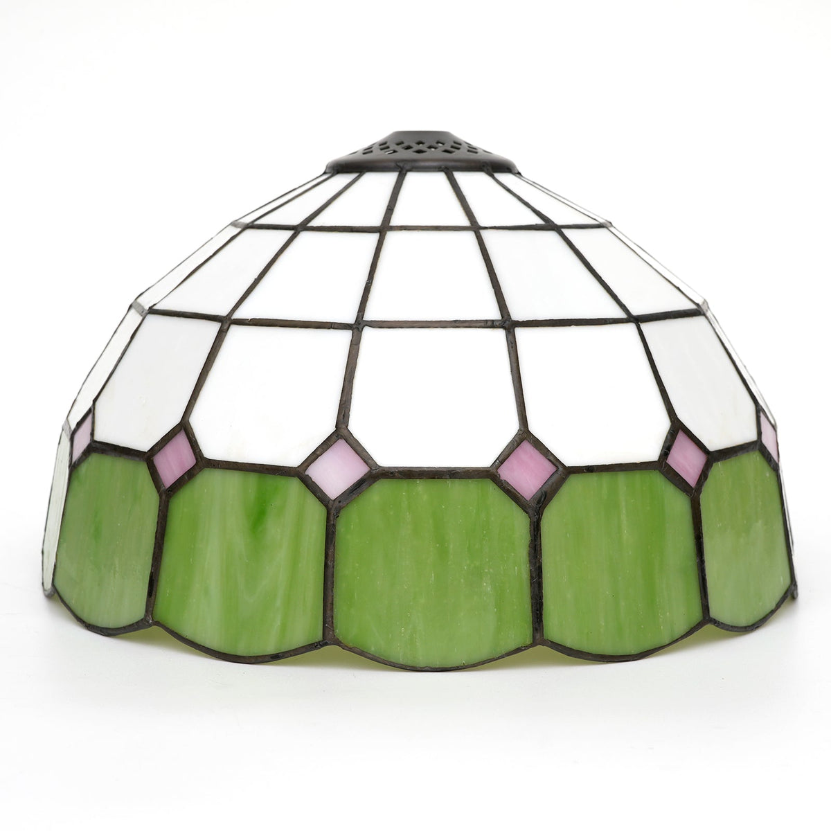 Green and Pink Tiffany Style Tinted Glass Lampshade