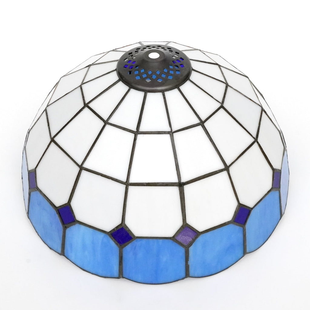 Blue and White Tiffany Stained Glass Lampshade