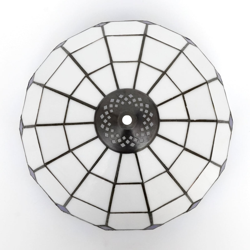 Blue and White Tiffany Stained Glass Lampshade